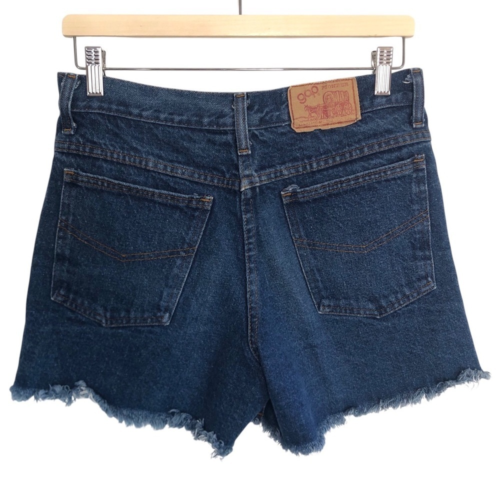 Vintage 80s Gap Pioneer Cutoff Dark Wash Rigid Denim Jean Shorts Size 32 Large
